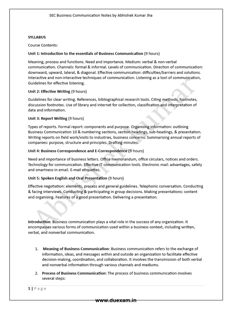 Business Communication Essentials Notes | PDF | Communication | Negotiation