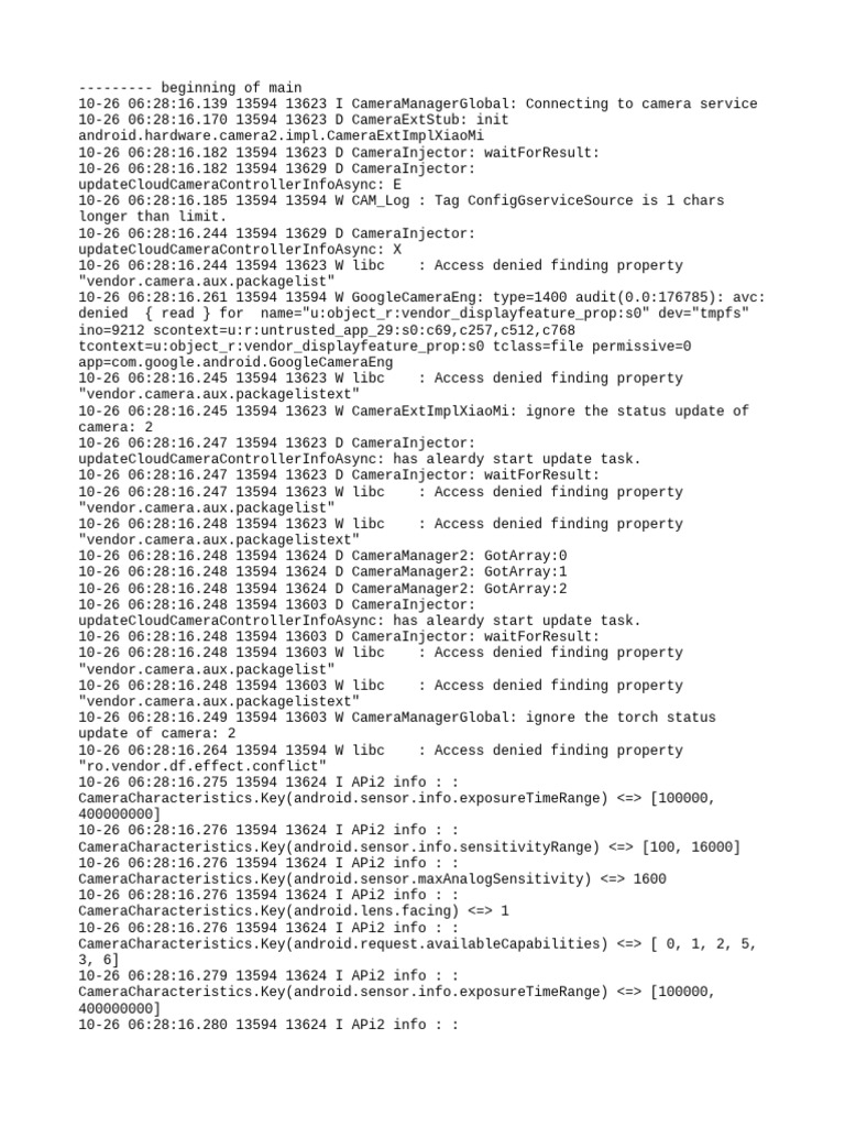 Camera Service Connection Logs | PDF | Computer Programming | Software