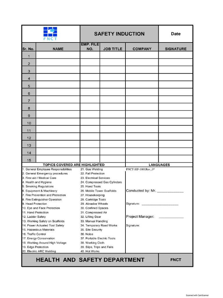 1001 safety induction form pdf