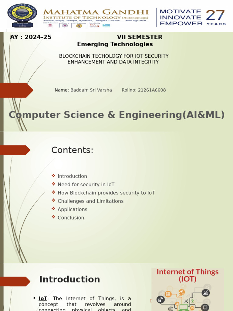 Seminar Presentation08 | PDF | Internet Of Things | Security