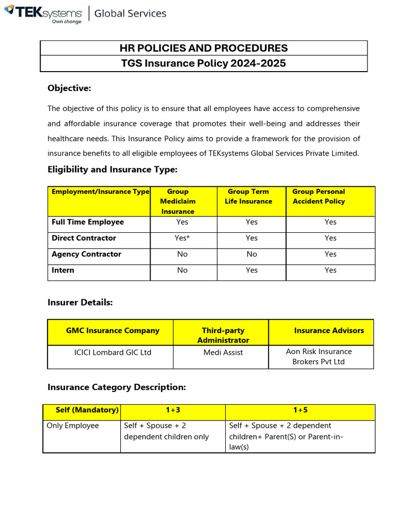TGS Insurance Policy Overview 2024-2025 | PDF | Insurance | Life Insurance