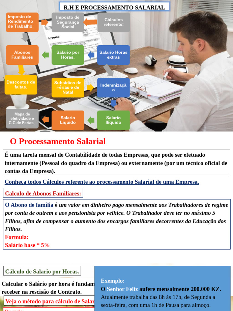 Cálculo e Processamento Salarial | PDF | Férias trabalhistas | Salário