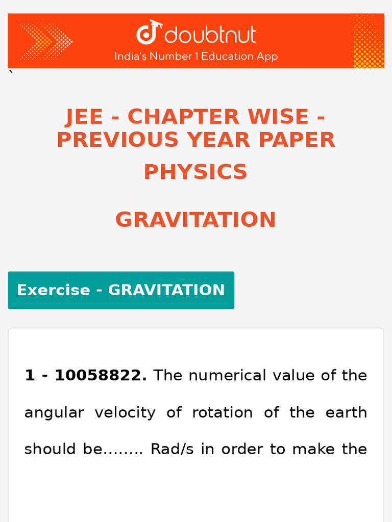 Gravitational Constant in JEE Physics | PDF | Orbit | Mass
