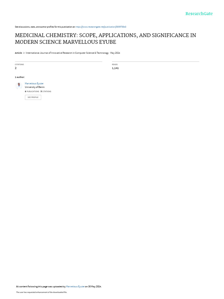 Medicinal Chemistry: Scope and Impact | PDF | Medicinal Chemistry ...