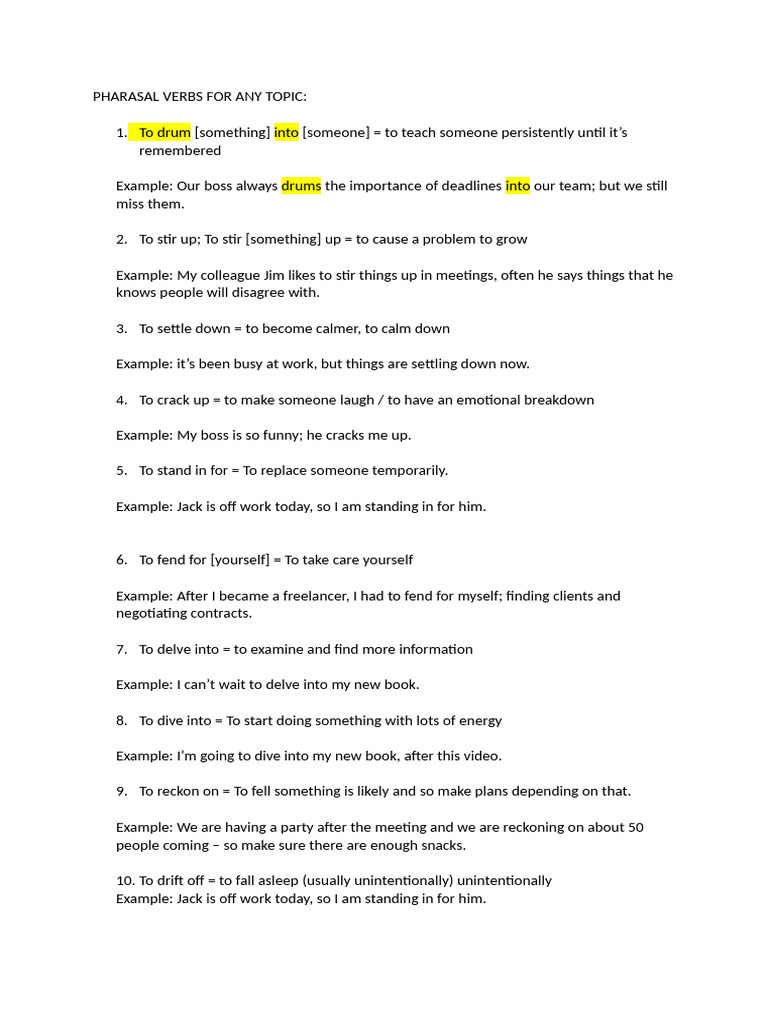 Essential Phrasal Verbs and Idioms Guide | PDF | Career & Growth