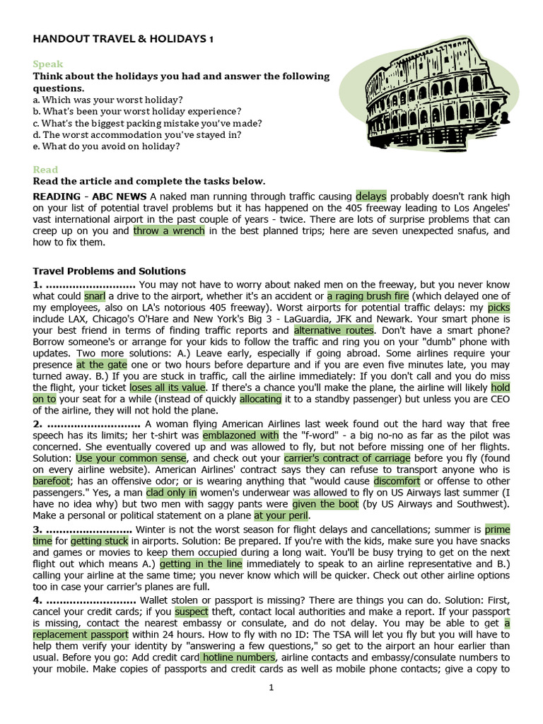 Travel Handout 1 Pdf Airlines Airport