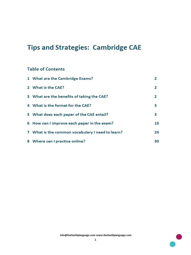 CAE Tips and Strategies + Useful Links 2020 | PDF | Linguistic ...