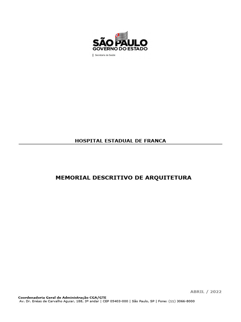 1 - Memorial Descritivo - Arquitetura | PDF | Concreto | Cimento