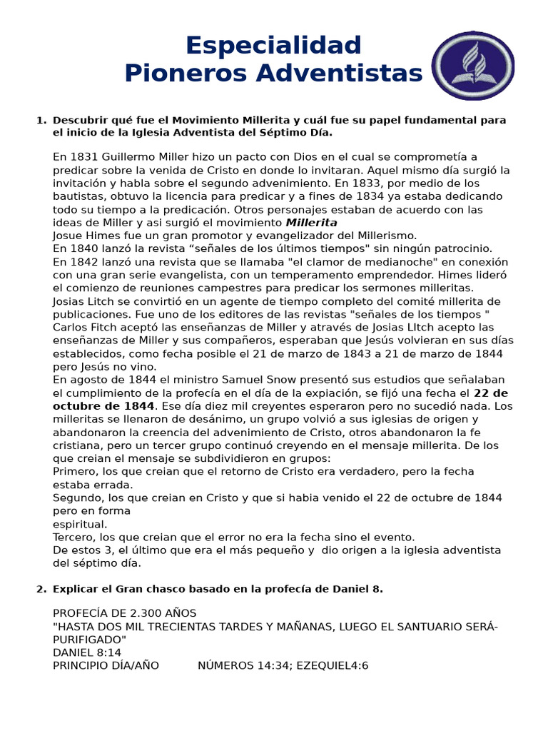 Pioneros de la Iglesia Adventista | PDF | Iglesia Adventista del ...