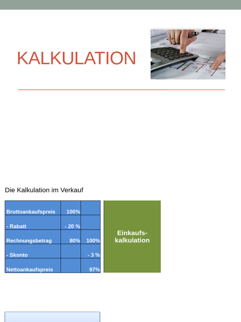 Kalkulation Schemas | PDF
