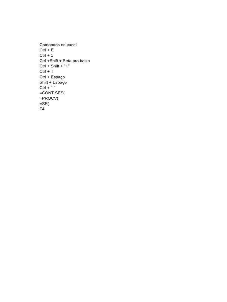 Comandos excel pdf