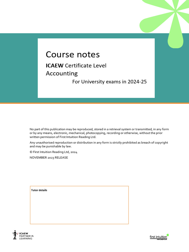 Ac110 Icaew 2024 Notes Print | PDF | Balance Sheet | Expense