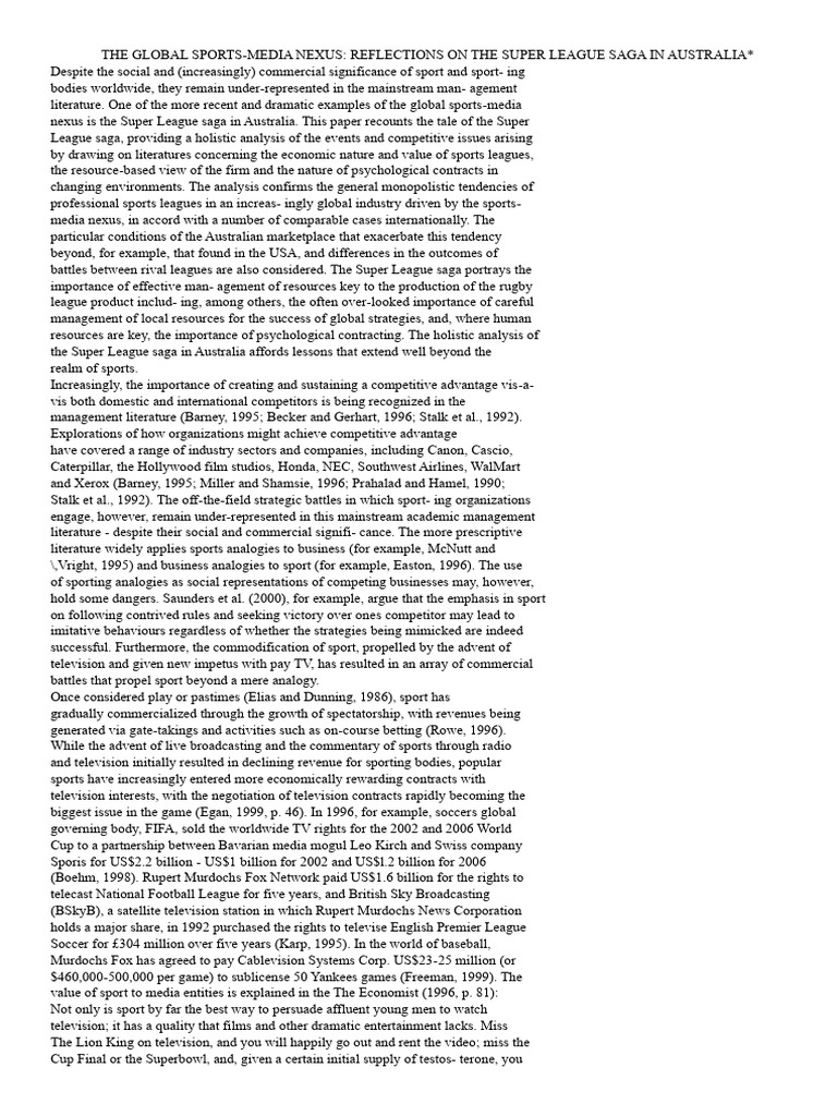 The Global Sports Pdf Fiduciary