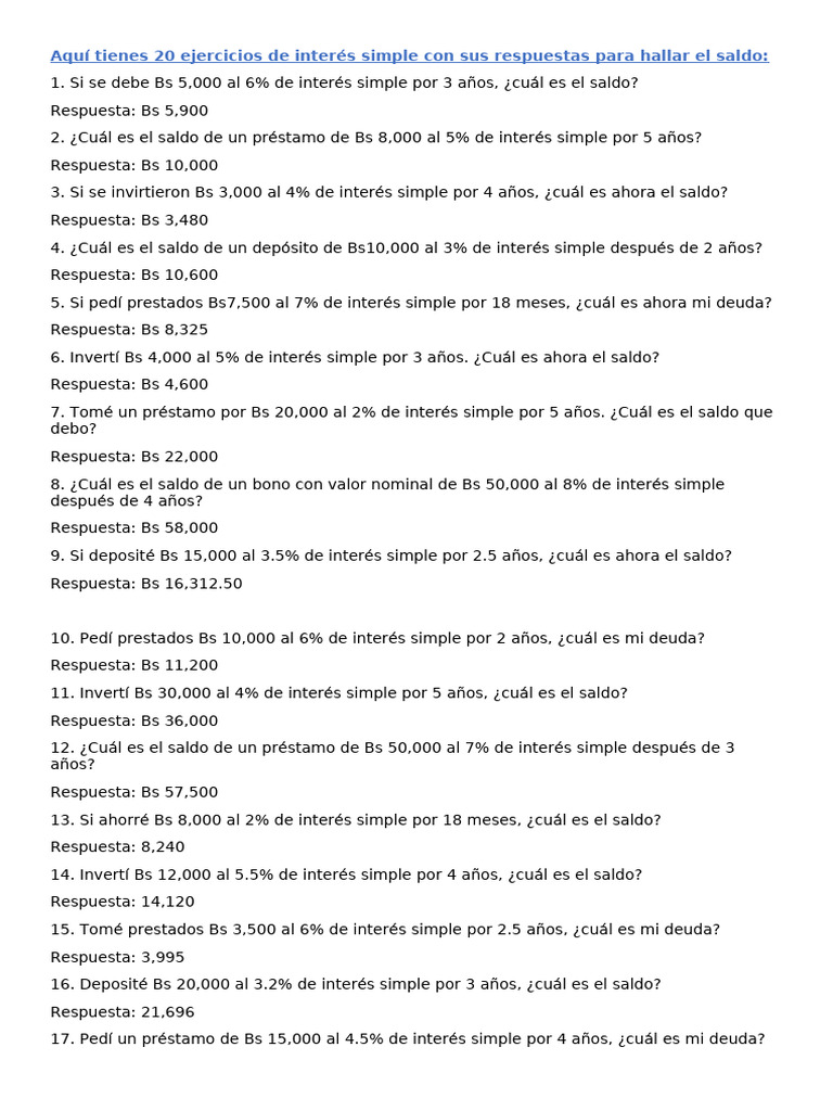 Interes Simple | PDF | Tasas de interés | Tarifas