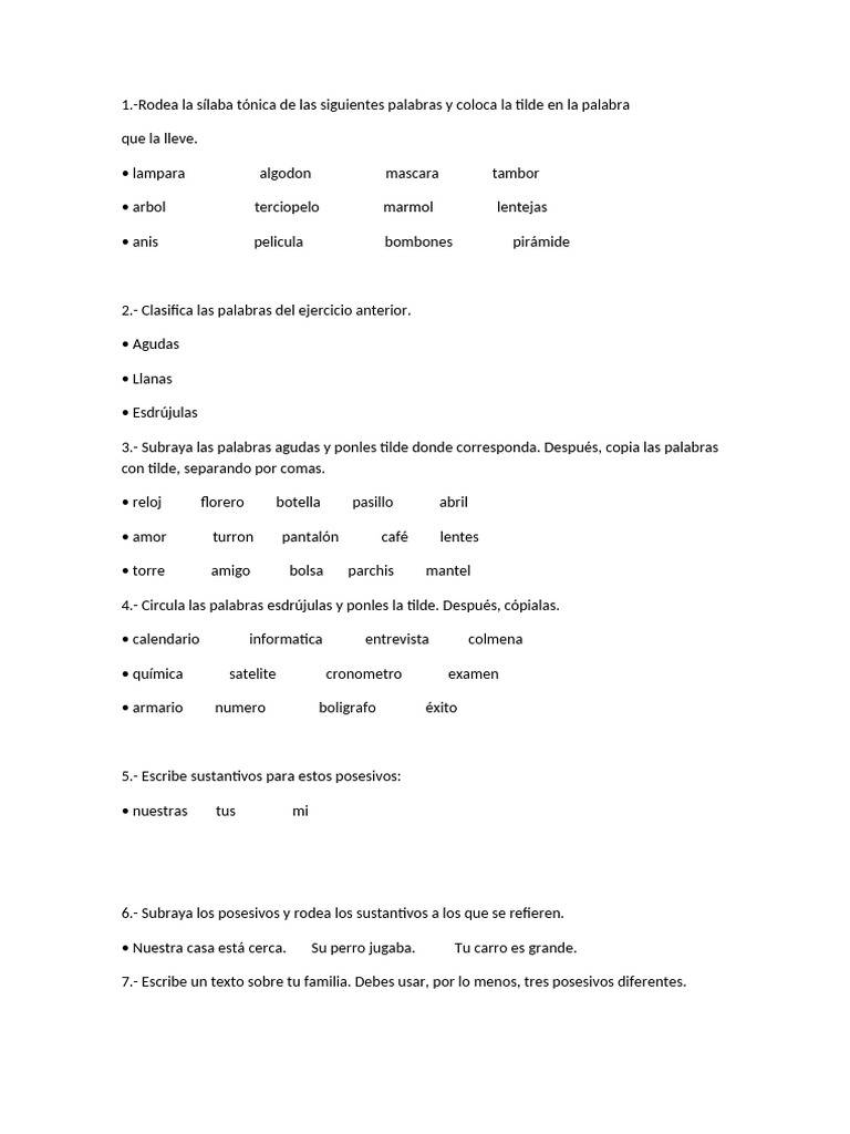 Ejercicios de gramática y acentuación | PDF | Fonética | Voz humana