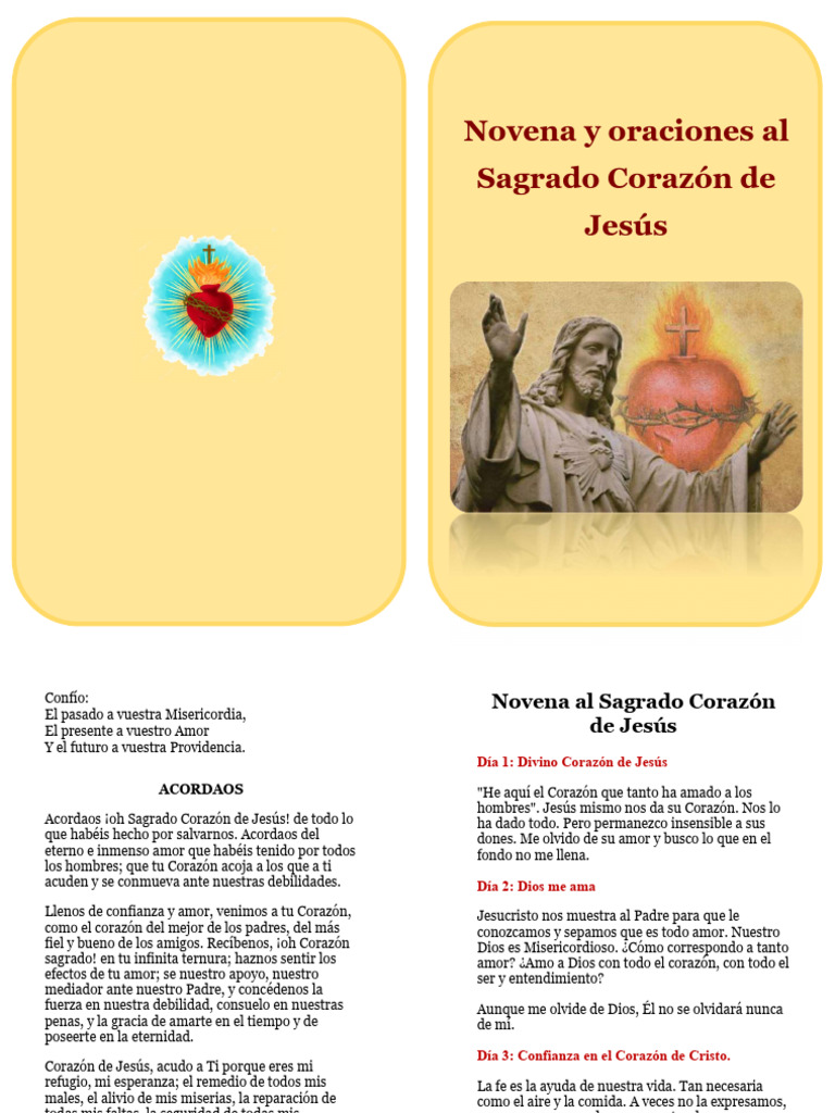 Novena y Oraciones al Sagrado Corazón | PDF | Oración | Cristo (título)