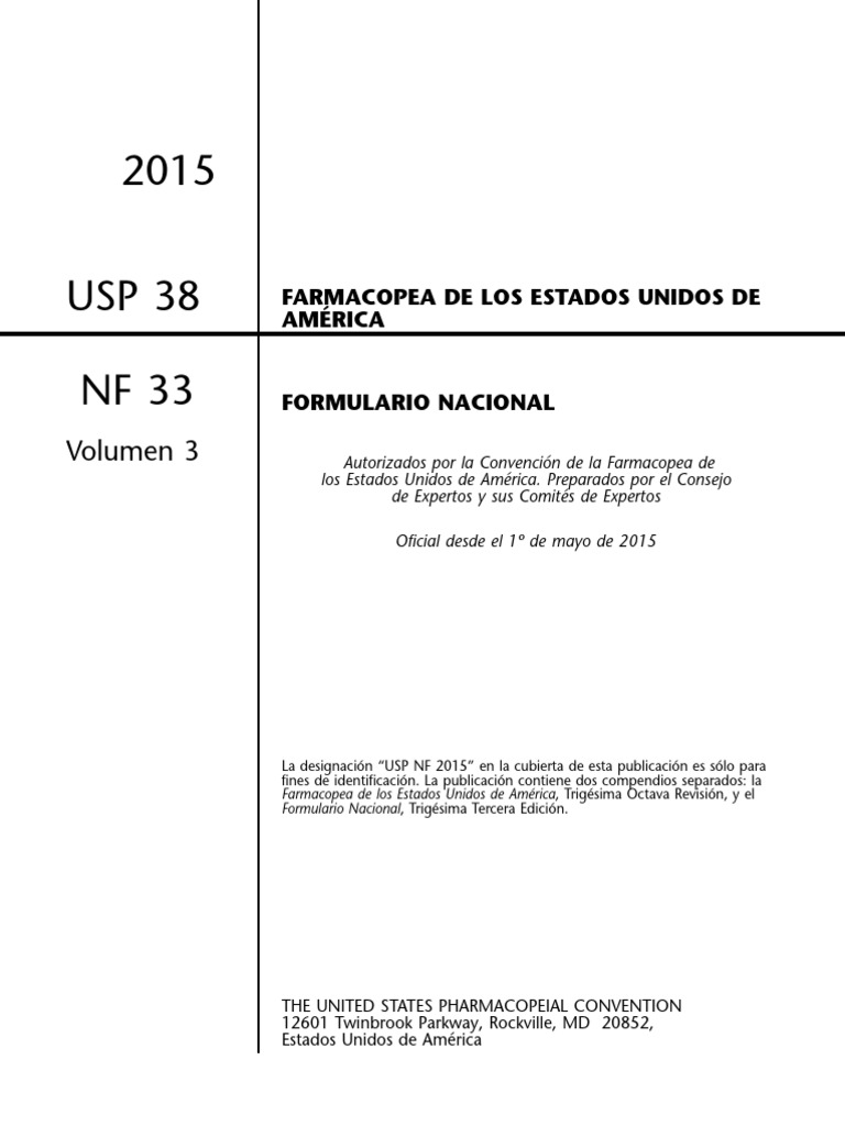 USP 38 NF 33: Guía y Fechas Clave | PDF