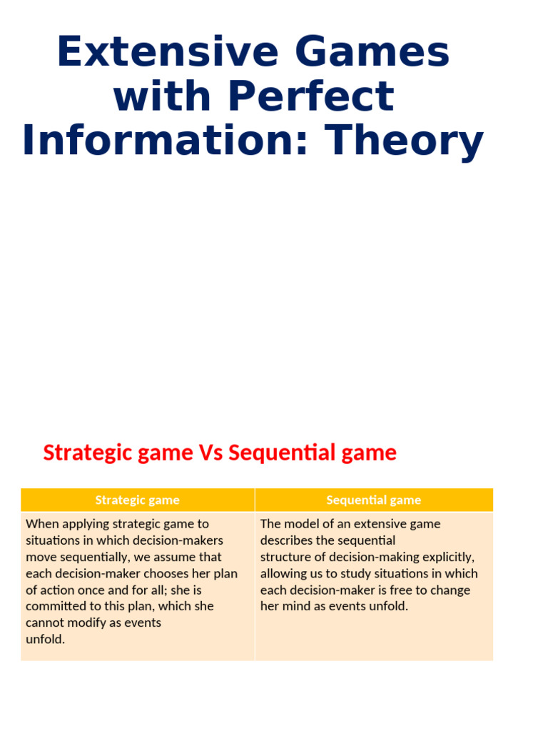 Extensive Games with Perfect Information | PDF | Game Theory ...