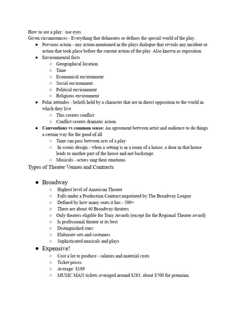 Theater Appreciation Midterm Notes | PDF | Performing Arts | Theatre