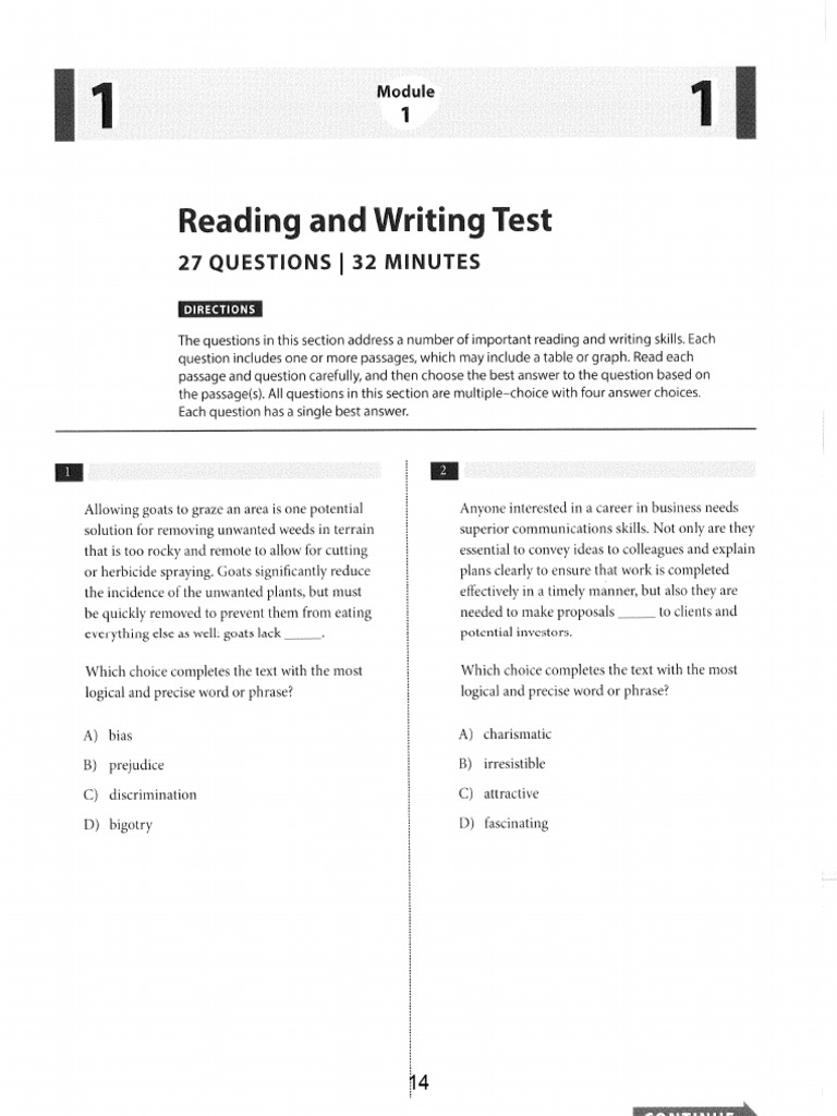 Practice Tests DSAT - English - Module 1 | PDF