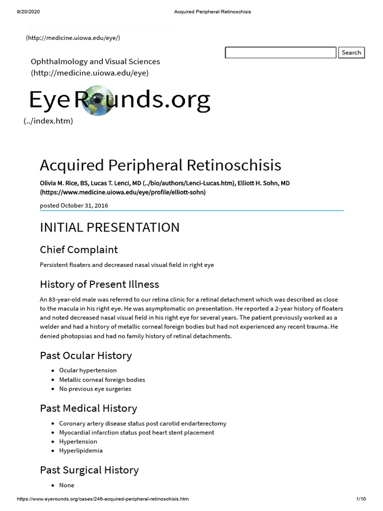Acquired Peripheral Retinoschisis | PDF | Retina | Ophthalmology