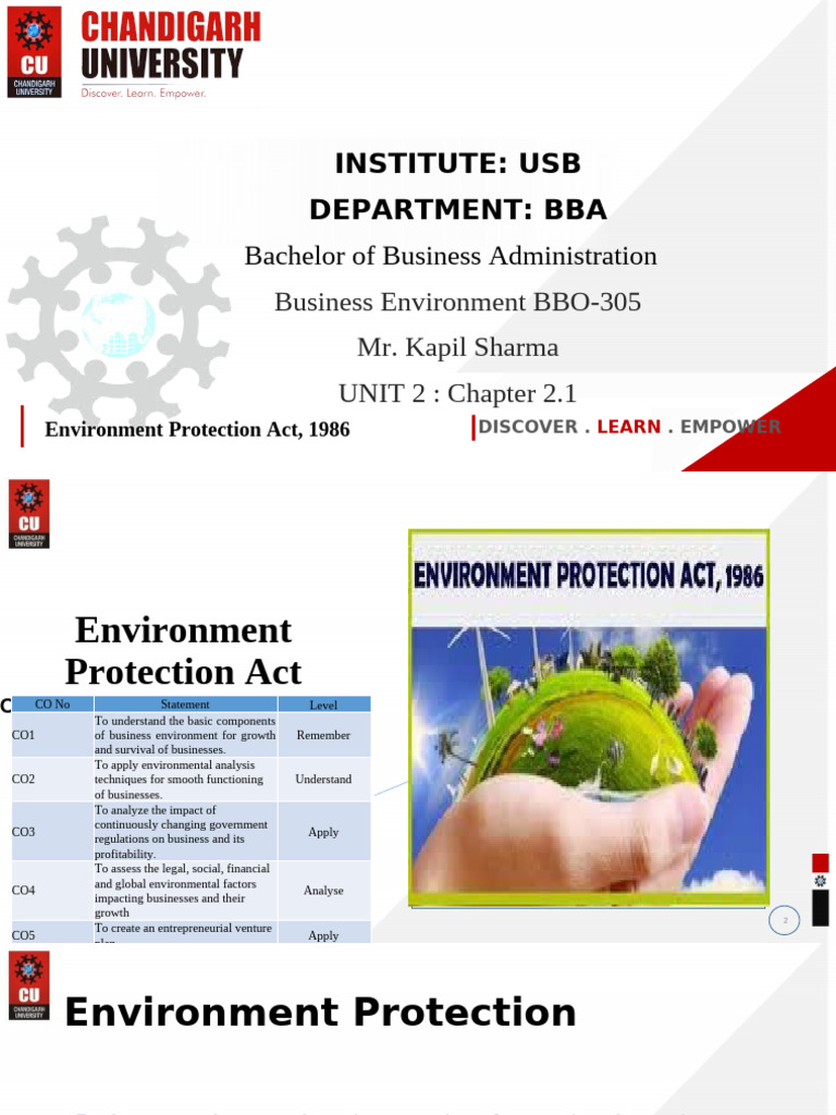 2.11 Environment Protection Act, 1986 | PDF | Environmental Protection ...