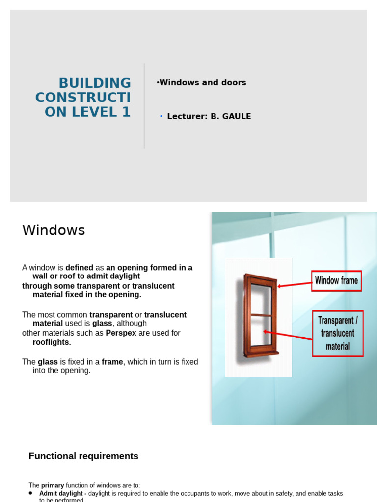 Lecture 5 Windows and Doors A | PDF | Window | Door