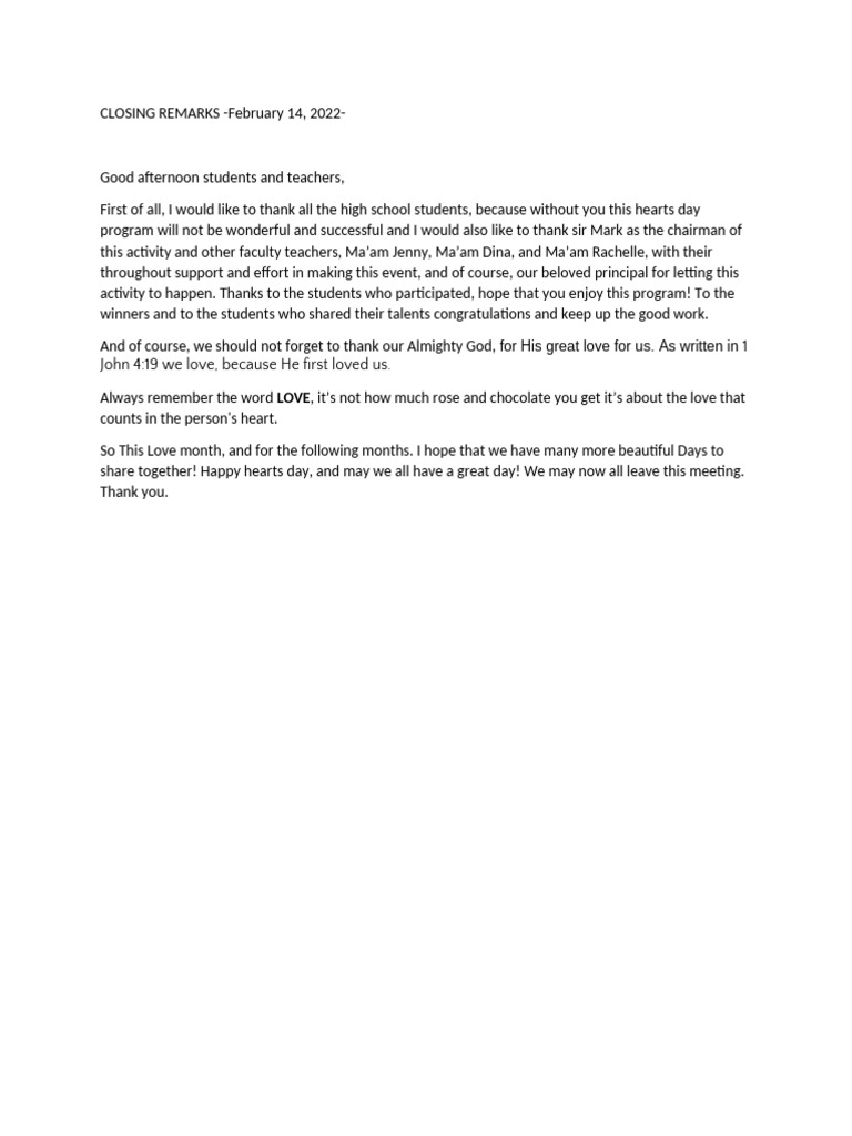 Closing Remarks | PDF