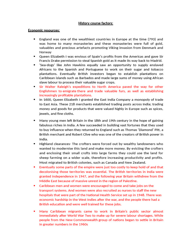 History Course Factors | PDF | British Empire | Atlantic Slave Trade