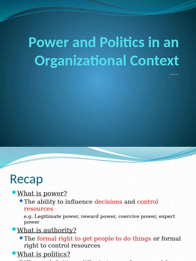 Understanding Power and Politics in Organizations | PDF | Policy ...