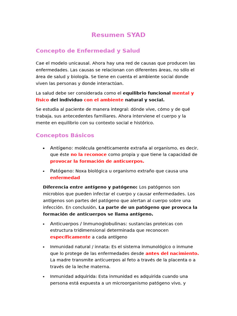 Resumen SYAD | PDF | Sistema inmune | Linfocitos