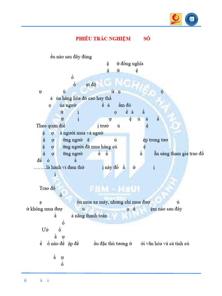 Phieu Trac Nghiem 1.2 | PDF