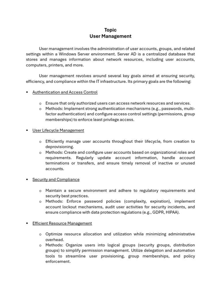 Topic User Management - 2 | PDF | Group Policy | Sudo