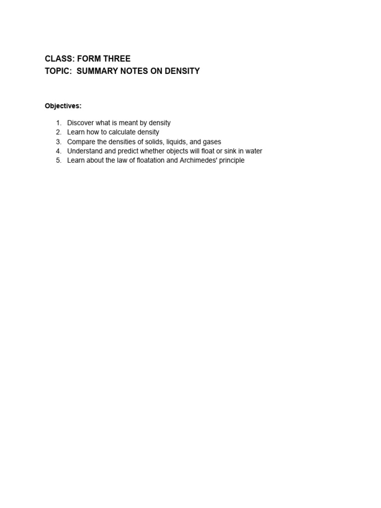 Density Pdf Buoyancy Density
