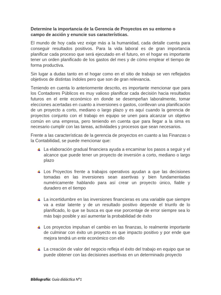 Importancia de la Gerencia de Proyectos | PDF | Planificación | Inversiones
