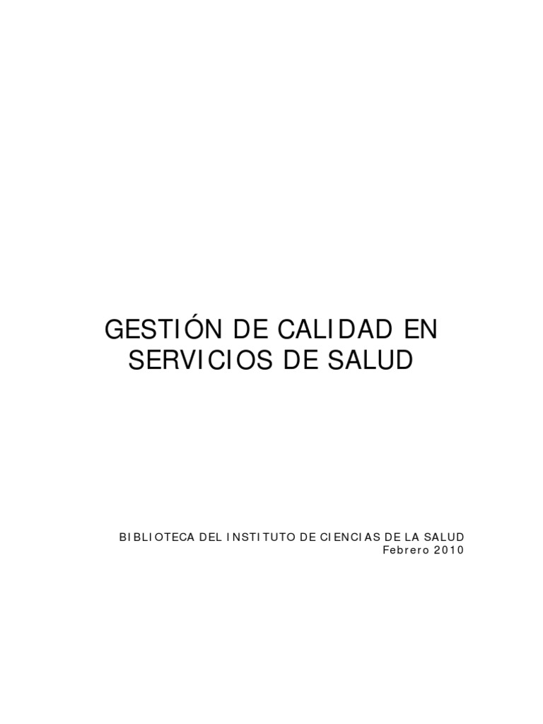 Gestion de Calidad en Servicios de Salud | PDF | Administración de ...