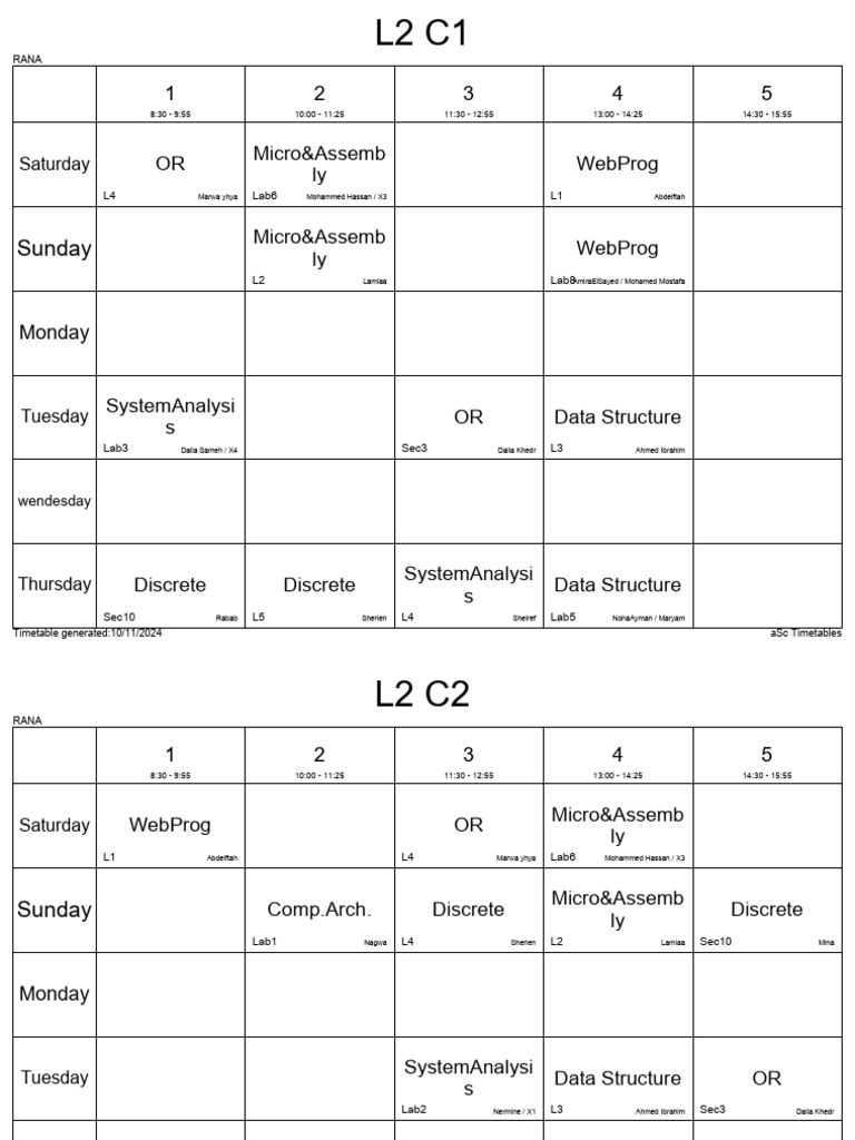 2024 RANA Course Timetable | PDF