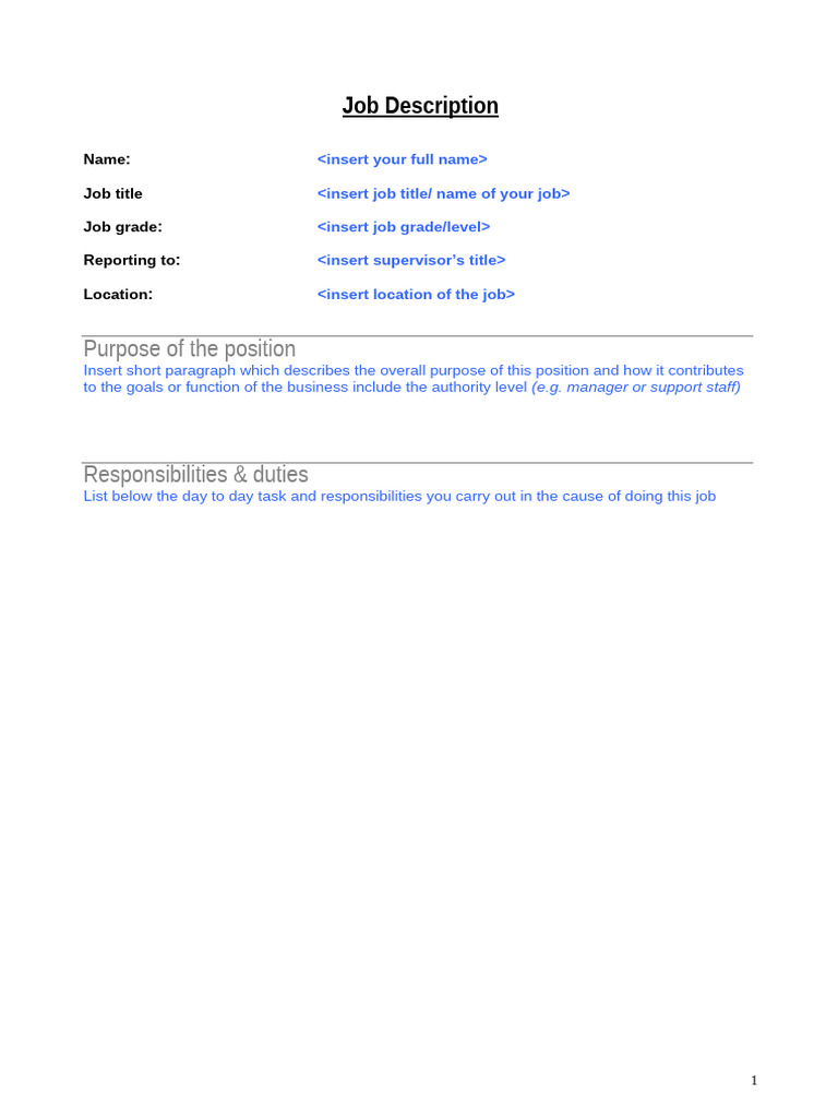 Job Description Template | PDF