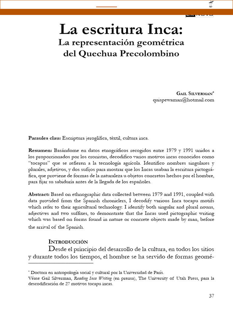 Escritura Inca: Geometría y Quechua | PDF | Imperio Inca | Andes