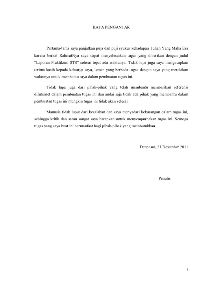Contoh Kata Pengantar Laporan Praktikum Mosaicone
