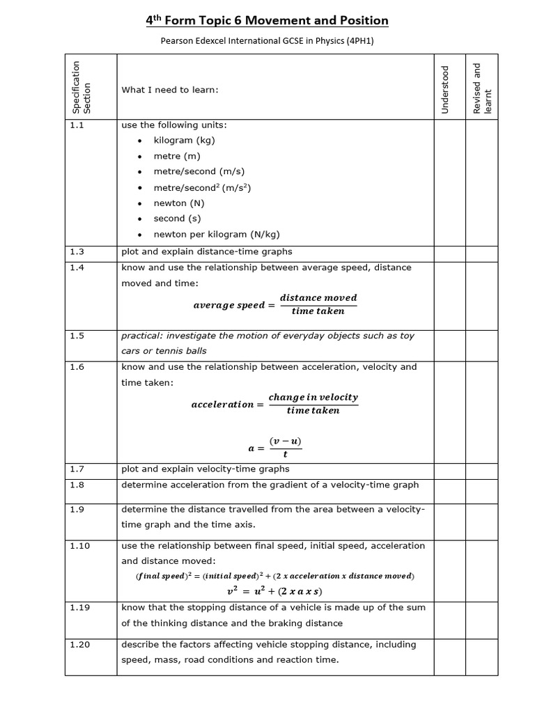 GCSE Physics: Movement & Position | PDF | Acceleration | Speed