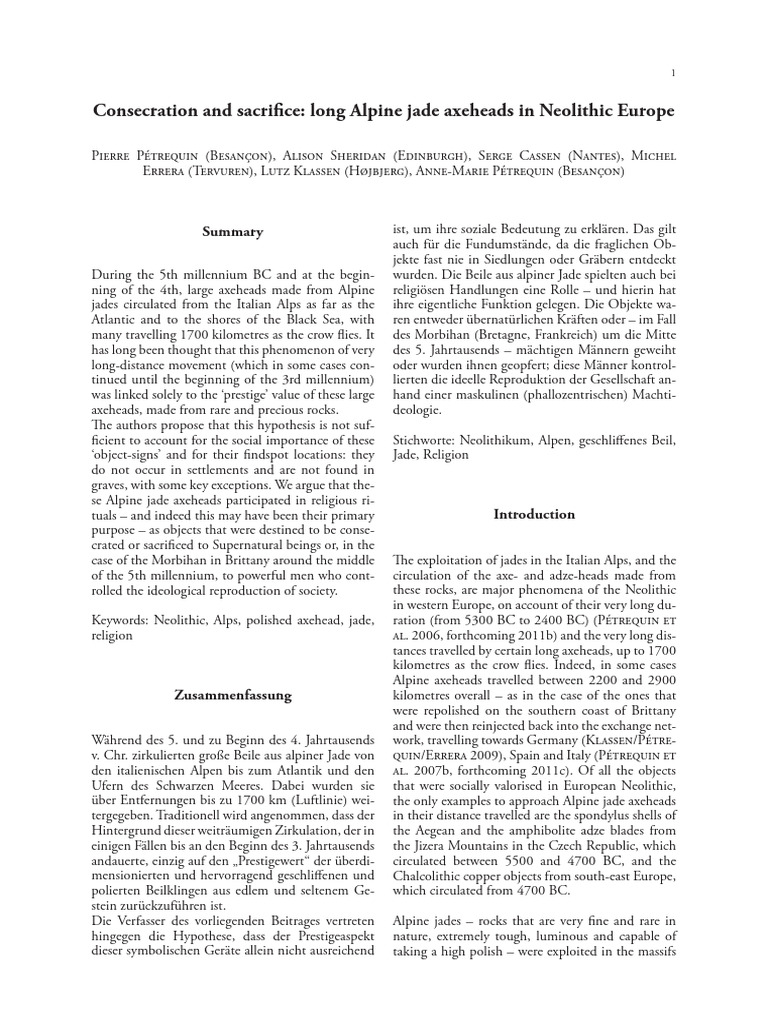 Neolithic Jade Axehead Rituals | PDF