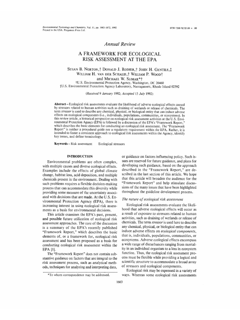 framework_EPA_1992 | PDF | Risk Assessment | Risk