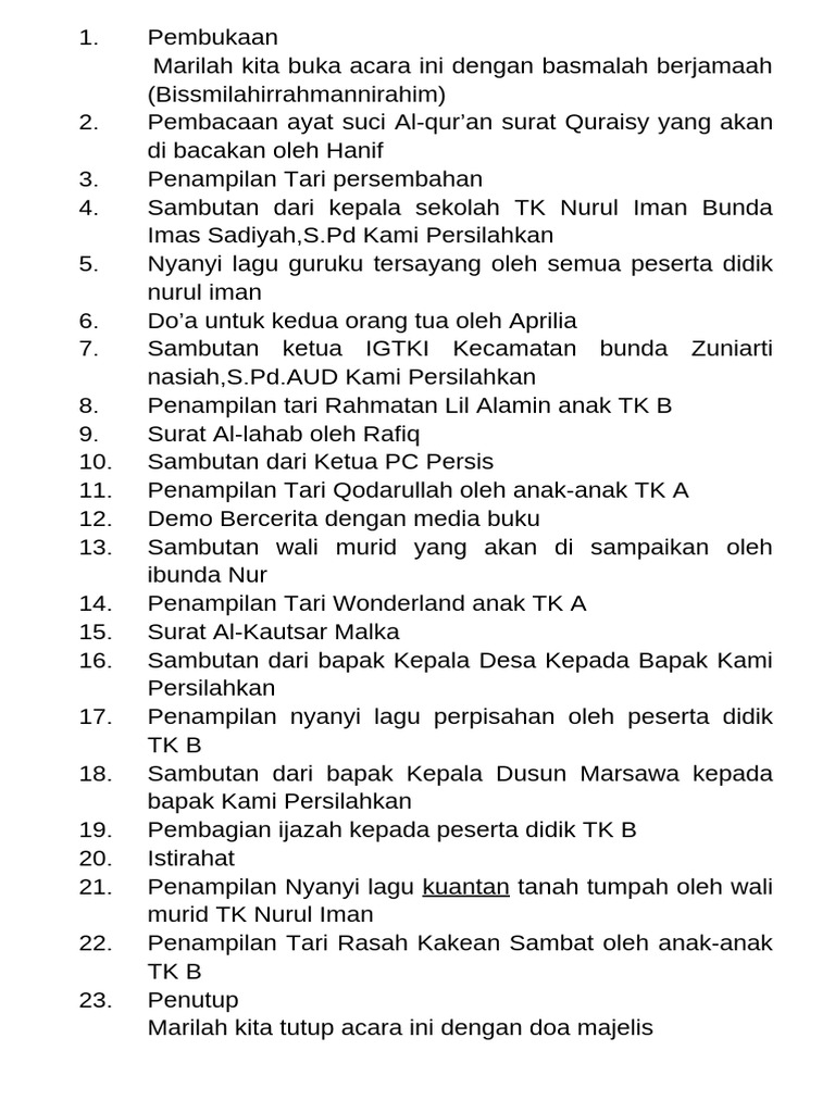 Susunan Acara Perpisahan Pdf