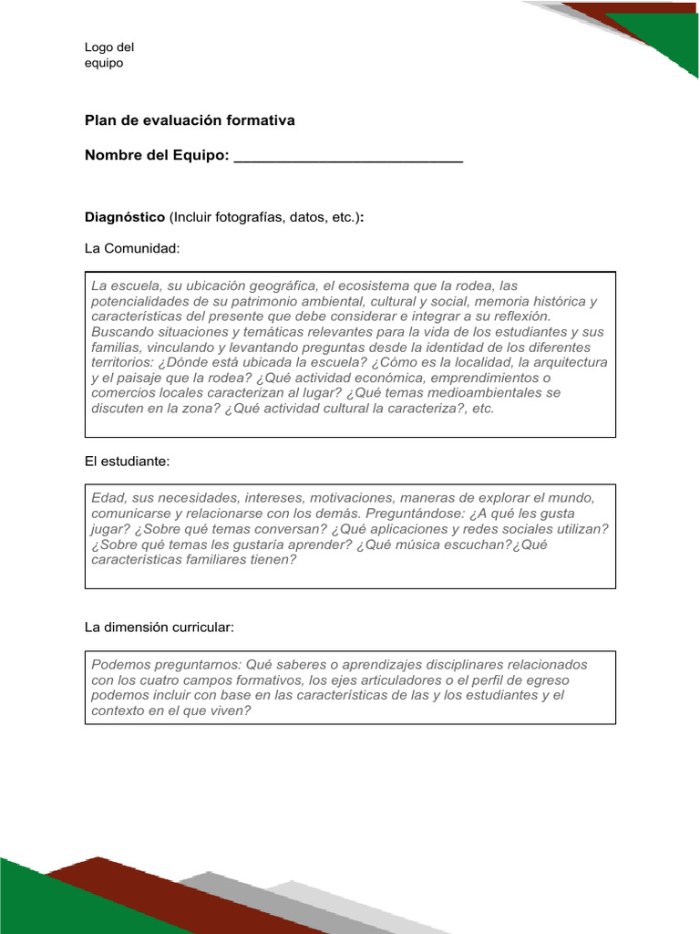 Plan de Evaluación Formativa Educativa | PDF | Evaluación | Aprendizaje