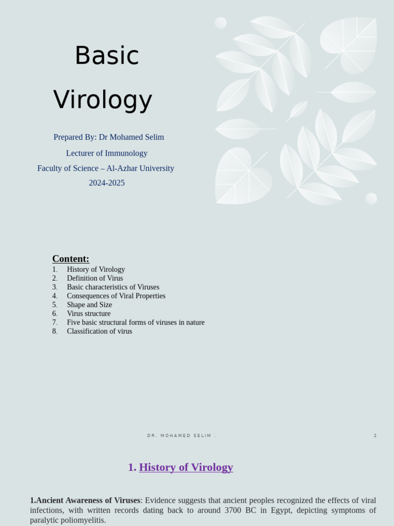 Introduction to Basic Virology Concepts | PDF | Virus | Virology