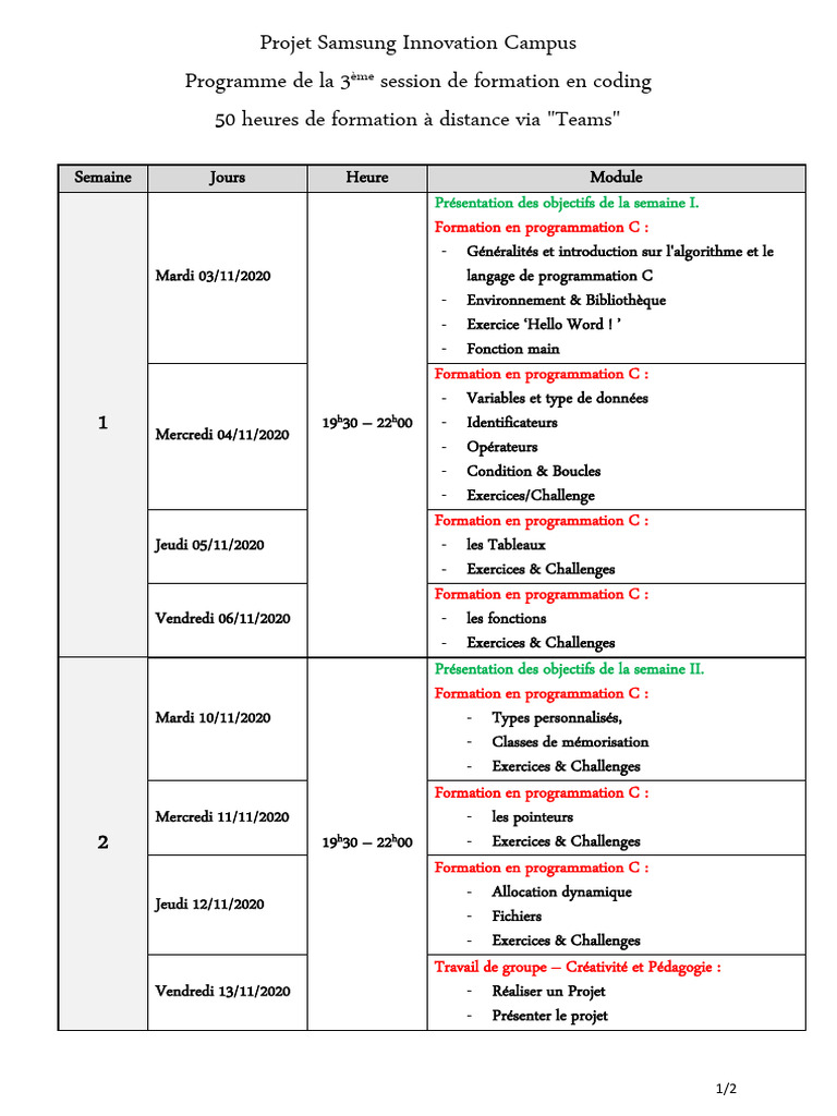 Formation en programmation C à distance | PDF | Programmation ...