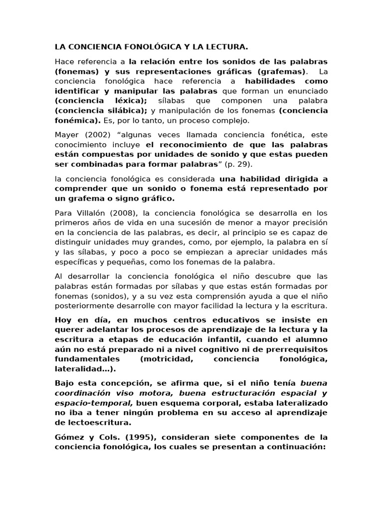 Saber Sabio Sobre La Conciencia Fonológica | PDF | Palabra | Fonología