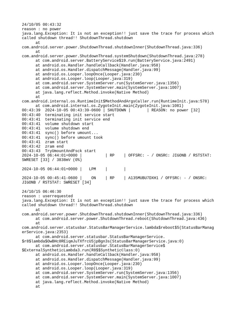 Power Off Reset Reason Backup | PDF | Java (Programming Language ...