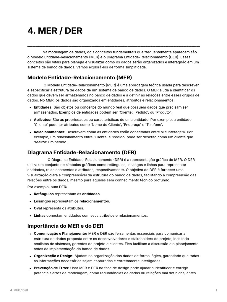 Diferenças entre MER e DER | PDF | Dados | Bancos de dados